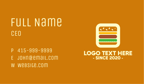 Burger App Business Card Design Image Preview