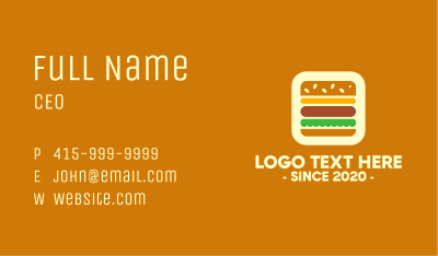 Burger App Business Card Image Preview