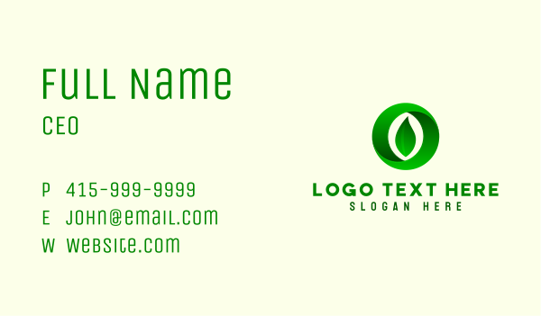 Green Leaf Letter O Business Card Design Image Preview