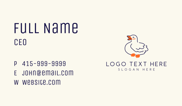 Happy Duck Mascot  Business Card Design Image Preview
