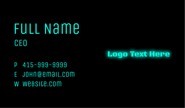 Glowing Blue Text Business Card Design Image Preview