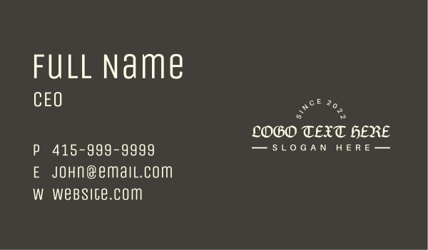 Gothic Tattoo Wordmark Business Card Design Image Preview