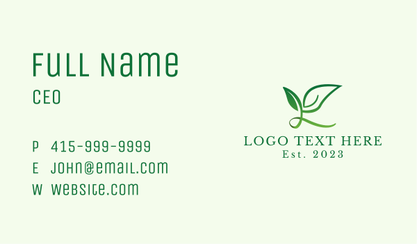 Sustainability Leaf Letter K Business Card Design Image Preview