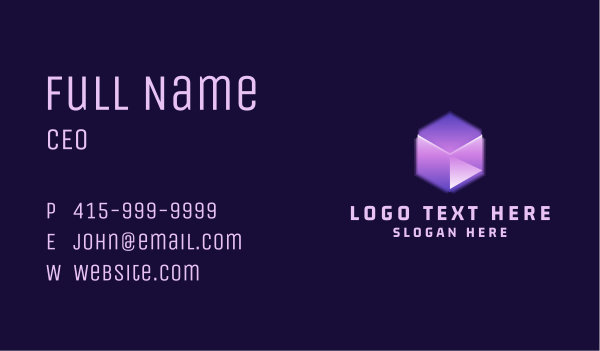 Cyber 3D Cube Business Card Design Image Preview