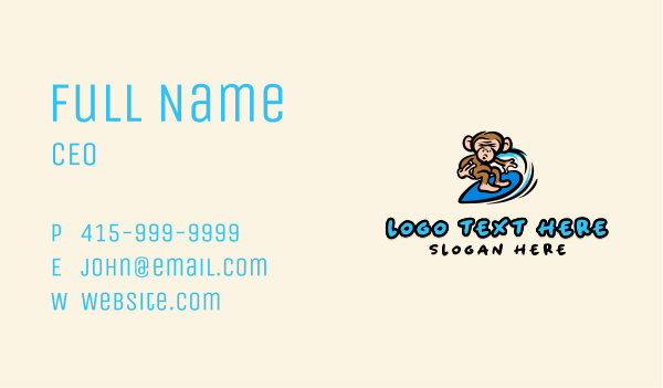 Cartoon Monkey Surf Business Card Design Image Preview