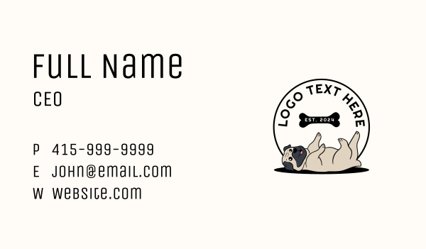 Veterinary Dog Pug Business Card Design Image Preview