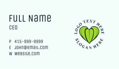 Green Leaf Heart Business Card Image Preview