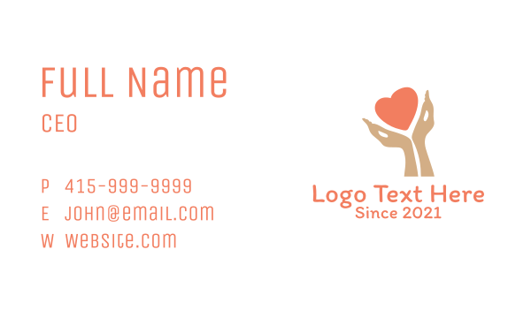 Heart Charity Hands Business Card Design Image Preview