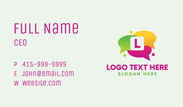 Multimedia Speech Bubble Lettermark Business Card Design