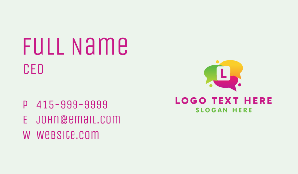 Multimedia Speech Bubble Lettermark Business Card Design Image Preview