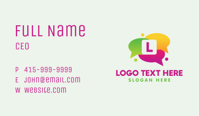 Multimedia Speech Bubble Lettermark Business Card