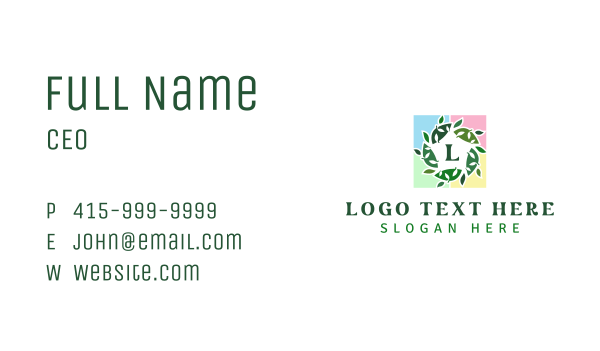 Leaf Tile Frame Lettermark Business Card Design Image Preview