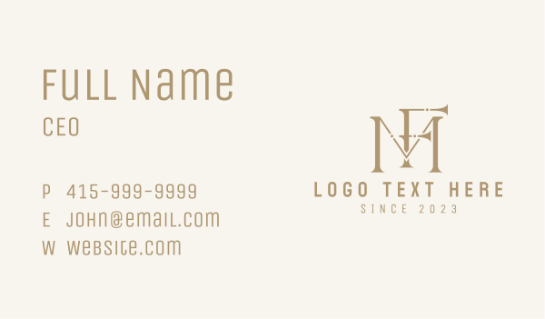 M & F Classic Monogram Business Card Design Image Preview