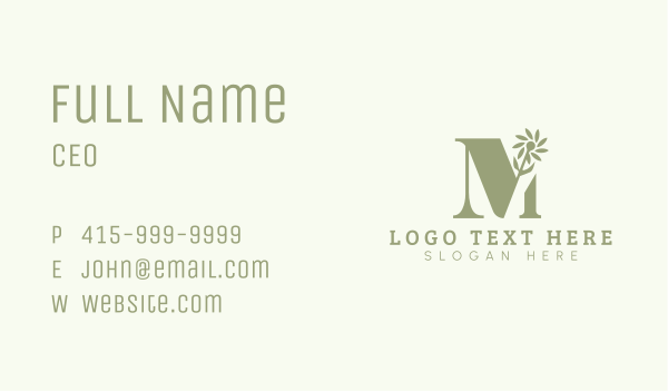 Green Flower Letter M Business Card Design Image Preview