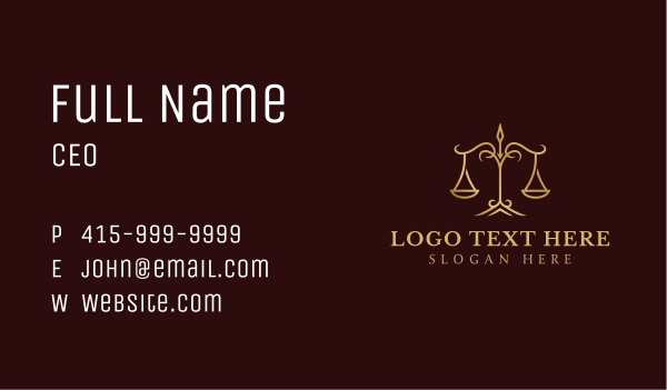Golden Luxury Justice Scale Business Card Design Image Preview
