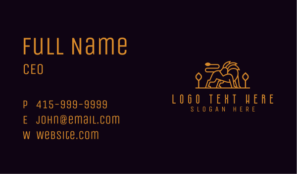 Golden Orange Lion Business Card Design Image Preview