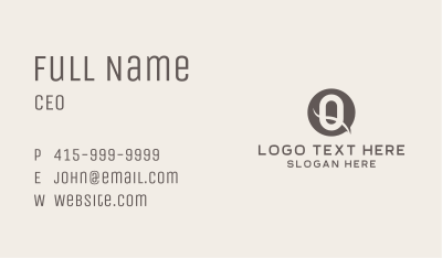 Generic Swoosh Brand Letter Q Business Card Image Preview