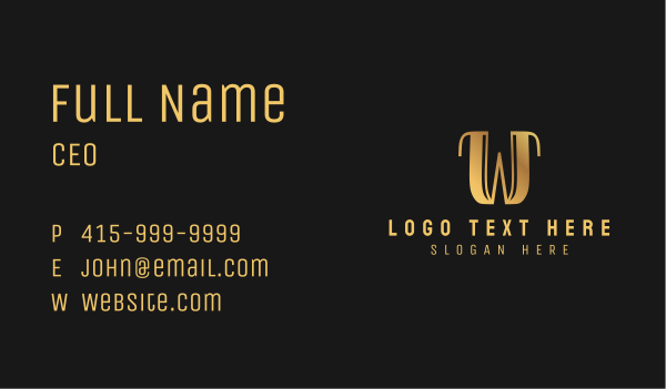Classic Golden Letter W Business Card Design Image Preview