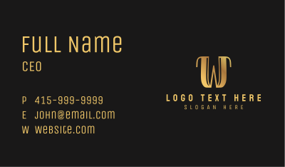 Classic Golden Letter W Business Card Image Preview