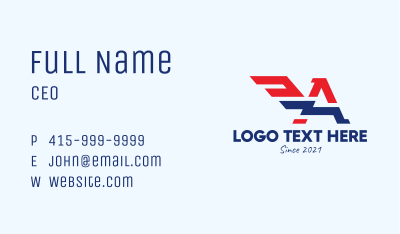 Patriotic Winged Letter A Business Card