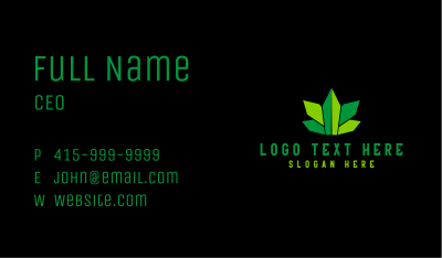 Green Cannabis Leaf  Business Card Image Preview