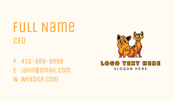 Puppy Kitten Cartoon Business Card Design Image Preview