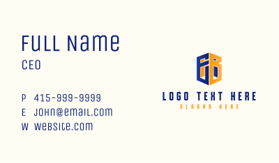 Geometric Building Letter E & B Business Card Image Preview