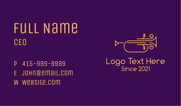 Golden Minimalist Trumpet Business Card Design Image Preview