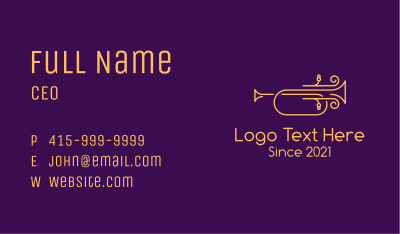 Golden Minimalist Trumpet Business Card Image Preview
