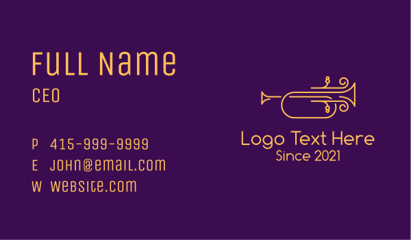 Golden Minimalist Trumpet Business Card Design