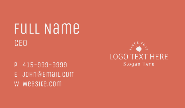 Simple Star Wordmark Business Card Design Image Preview