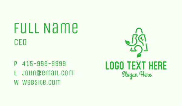 Green Organic Shopping Bag Business Card Design