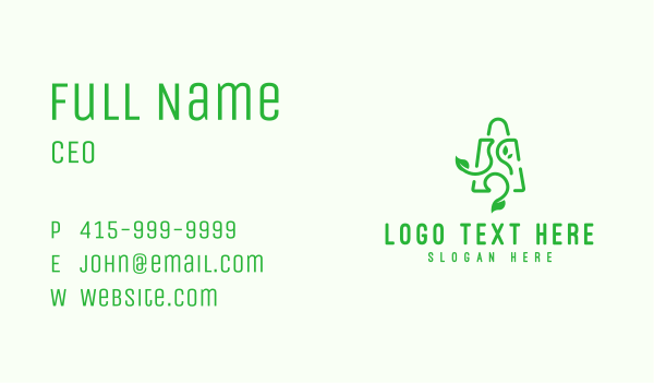 Green Organic Shopping Bag Business Card Design Image Preview