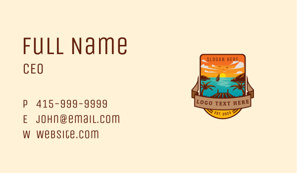 Tropical Summer Getaway Business Card Design Image Preview