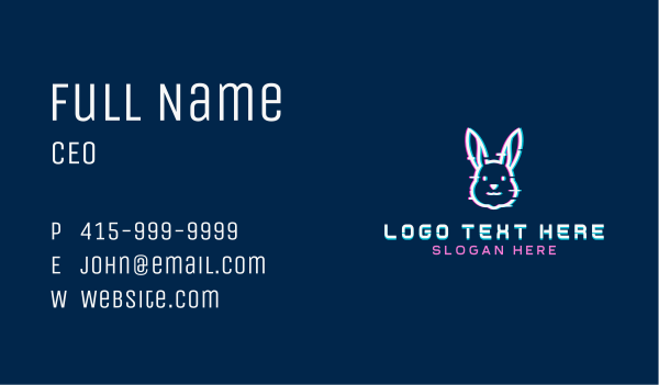 Tech Glitch Bunny Business Card Design Image Preview