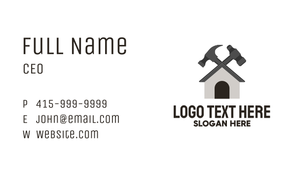 Grey Hammer House Repair Business Card Design Image Preview