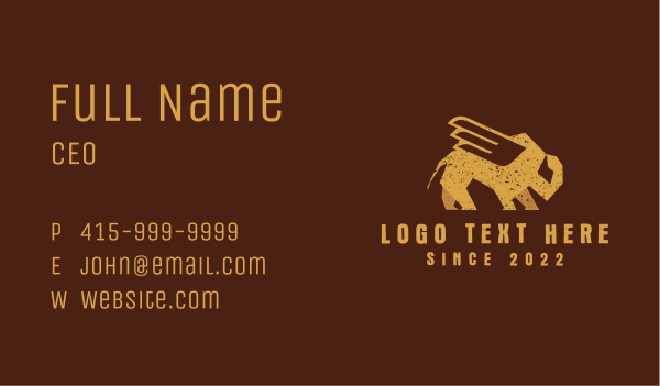 Gold Winged Bison Business Card Design Image Preview