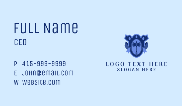 Blue Axe Emblem  Business Card Design Image Preview