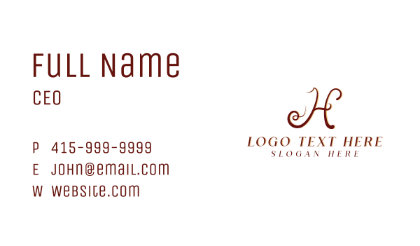 Fashion Boutique Tailoring Letter H Business Card Design Image Preview