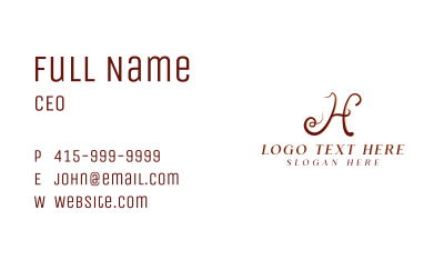 Fashion Boutique Tailoring Letter H Business Card Image Preview