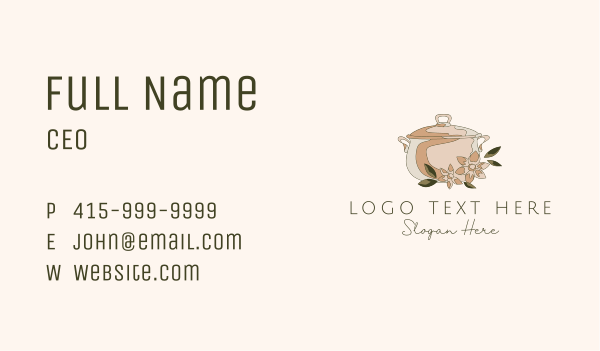 Floral Cooking Pot Business Card Design Image Preview