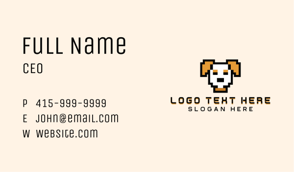 Retro Pixel Dog Business Card Design Image Preview