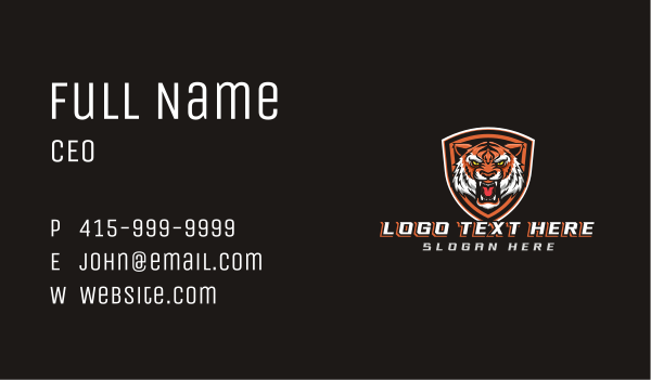 Angry Tiger Shield Gaming Business Card Design Image Preview