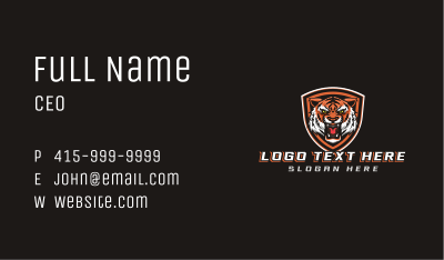 Angry Tiger Shield Gaming Business Card Image Preview