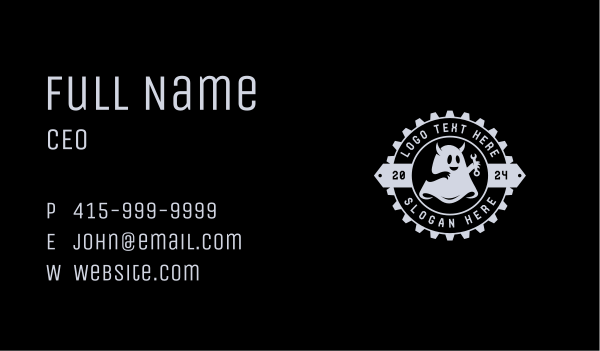 Ghost Mechanic Gear Business Card Design Image Preview