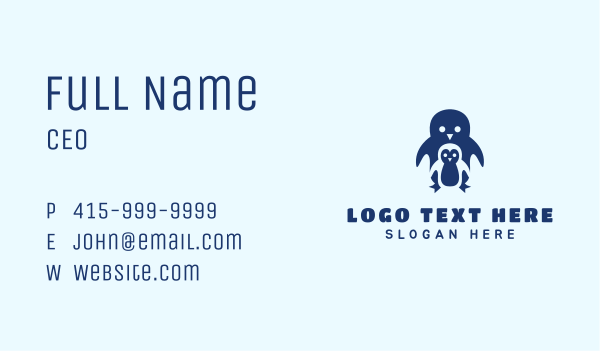 Blue Penguin Animal Business Card Design Image Preview