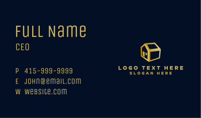 Gold Minimalist House Business Card Image Preview