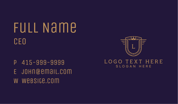 Golden Shield Badge Business Card Design Image Preview