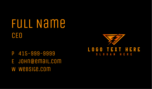 Power Triangle Thunderbolt Business Card Design Image Preview