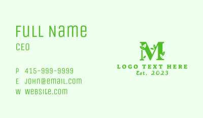 Seedling Letter M Business Card Image Preview